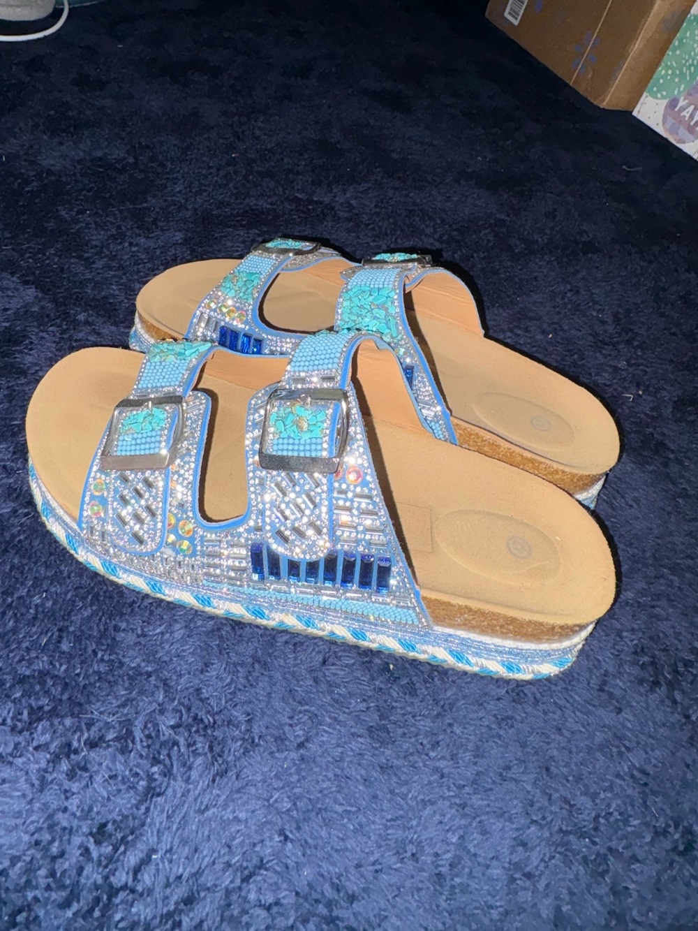 Beaded Blue Sun Sandals
